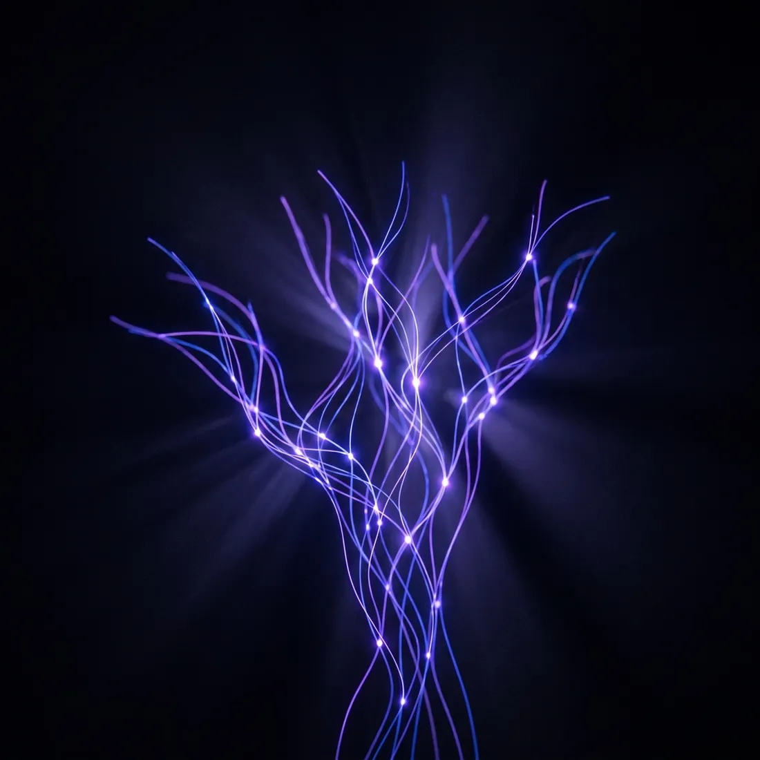 Árbol de luz con ramas como un historial de versiones